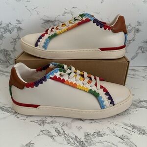 Coach Pride Collection Lowline Leather Crochet-Trimmed Casual Shoes Size 9.5